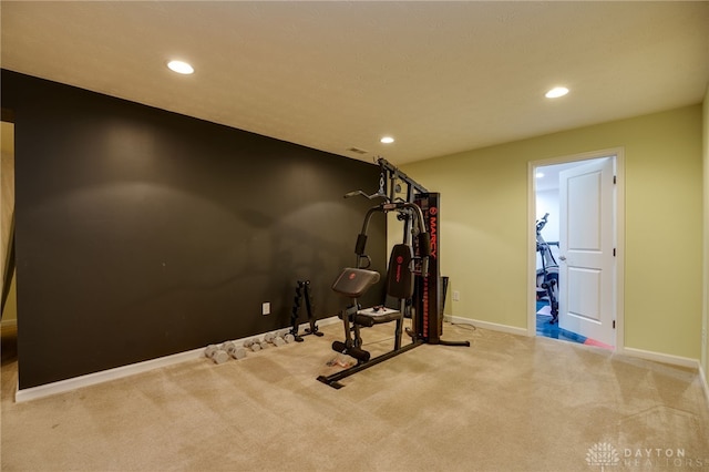 2933 E Ambrosia Ln, Xenia, OH 45385 - exercise area featuring light carpet and recessed lighting
