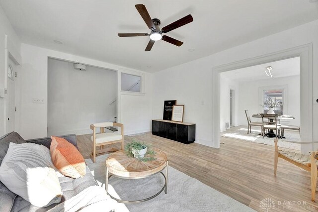 1200 Wyoming St, Dayton, OH 45410 - living room featuring wood finished floors and ceiling fan