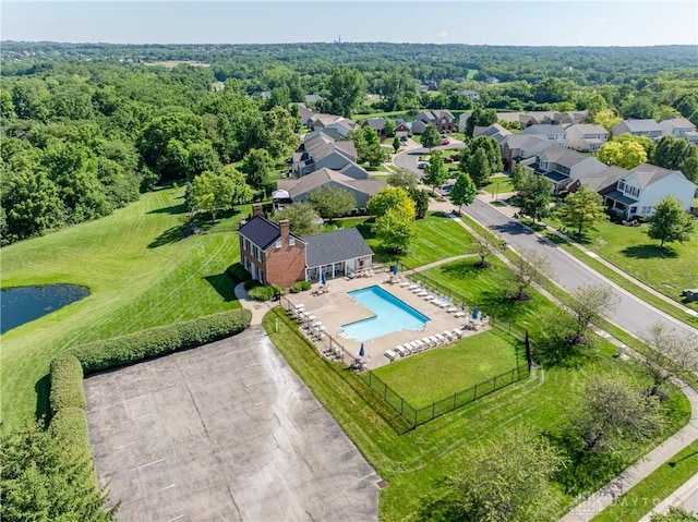 24 Dinsley Pl, Springboro, OH 45066 - drone / aerial view of a pool and a large body of water
