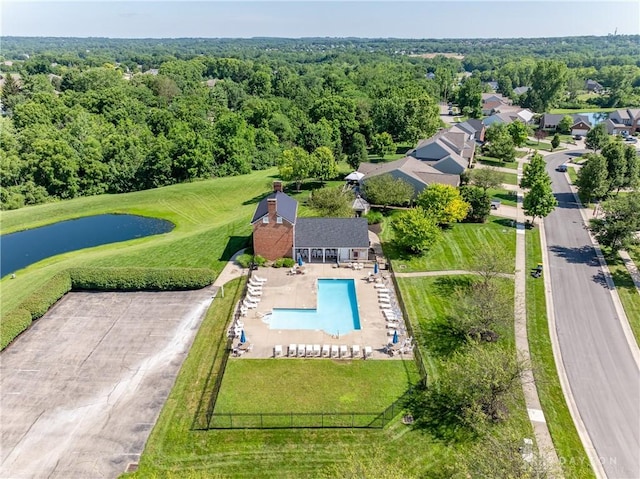 24 Dinsley Pl, Springboro, OH 45066 - drone / aerial view of a pool and a large body of water