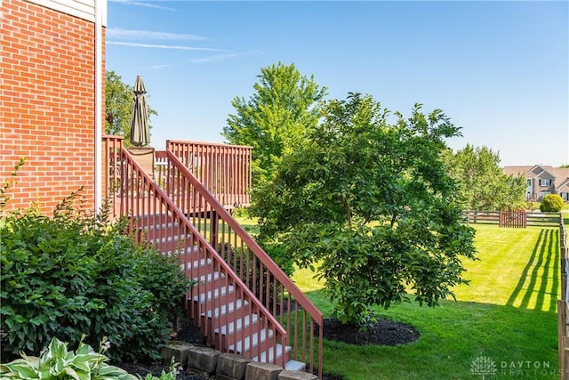 24 Dinsley Pl, Springboro, OH 45066 - view of yard featuring stairway and a deck