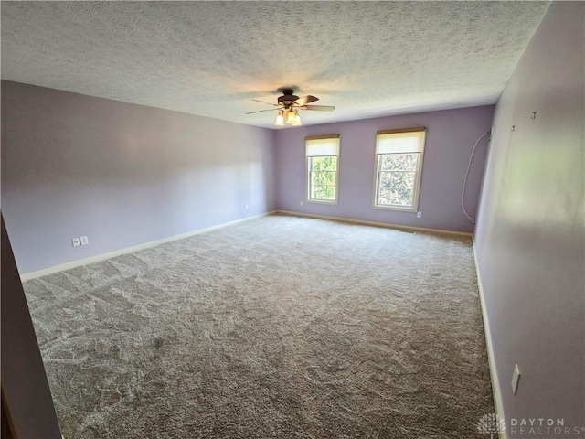 1962 Fountain View Dr, Dayton, OH 45414 - empty room featuring a ceiling fan, carpet, and a textured ceiling