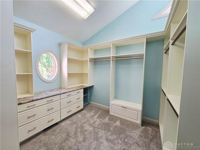 1962 Fountain View Dr, Dayton, OH 45414 - walk in closet featuring carpet and vaulted ceiling