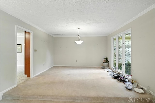 328 Shadywood Dr, Clayton, OH 45415 - spare room featuring carpet flooring, a textured ceiling, and crown molding