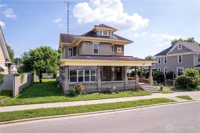 307 E Cherry St, New Paris, OH 45347 - american foursquare style home with covered porch and roof with shingles