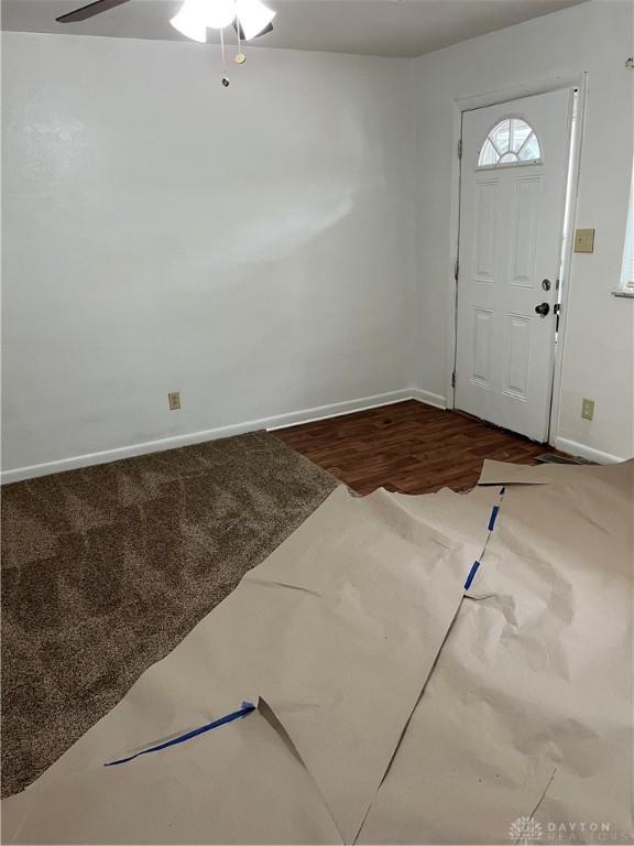 4051 Crest Dr, Dayton, OH 45416 - entrance foyer with ceiling fan and wood finished floors