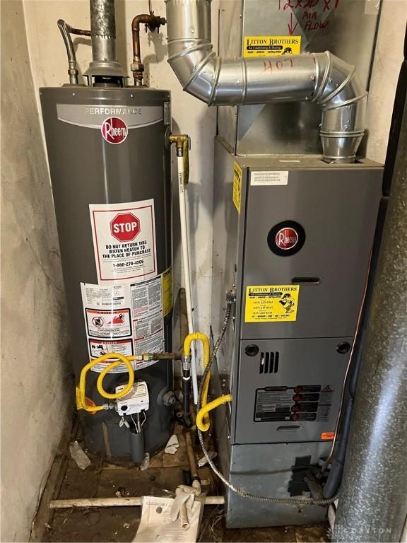 4051 Crest Dr, Dayton, OH 45416 - utilities featuring gas water heater and heating unit