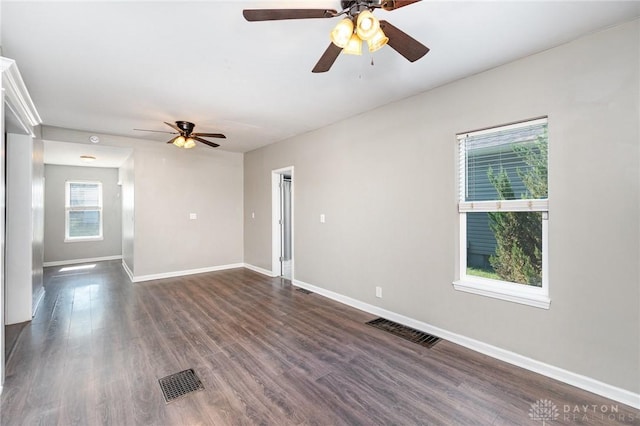 2215 Pearl St, Middletown, OH 45044 - spare room featuring ceiling fan and dark wood-style flooring