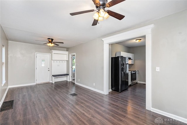 2215 Pearl St, Middletown, OH 45044 - unfurnished living room with a ceiling fan and dark wood-type flooring