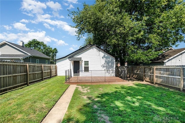 2215 Pearl St, Middletown, OH 45044 - back of house with a fenced backyard and a wooden deck