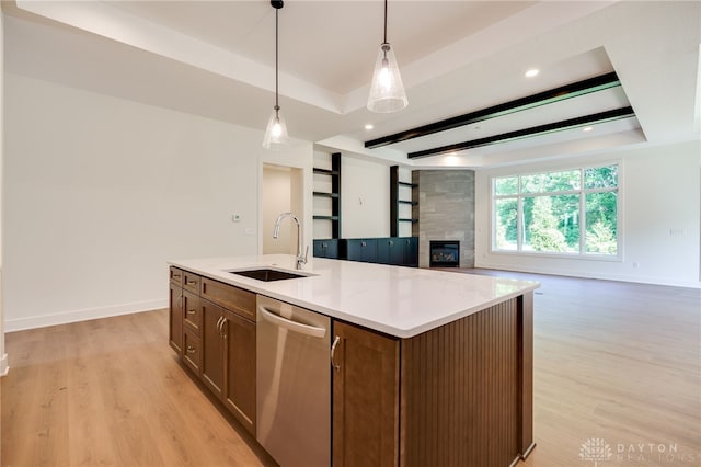 9508 Magnolia Ct, Washington Twp, OH 45458 - kitchen with dishwasher, light wood-style flooring, light countertops, open floor plan, and recessed lighting