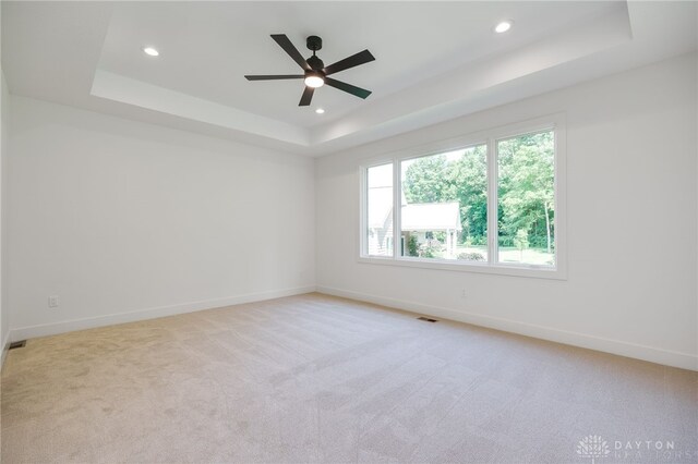9508 Magnolia Ct, Washington Twp, OH 45458 - unfurnished room featuring a raised ceiling, light carpet, recessed lighting, and ceiling fan