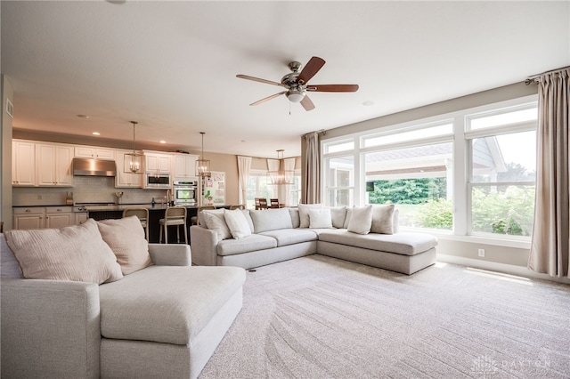 7949 Bending Willow Ct, Clearcreek Twp, OH 45068 - living area with ceiling fan, recessed lighting, and carpet