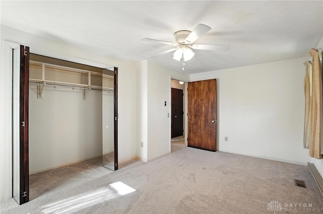 634 S Main, West Milton, OH 45383 - unfurnished bedroom with carpet flooring, a closet, and ceiling fan