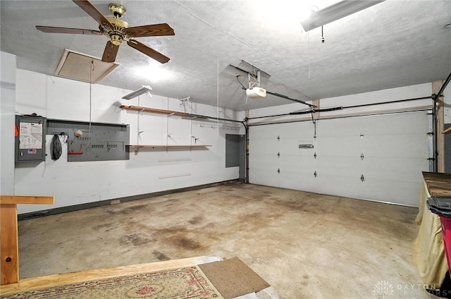 634 S Main, West Milton, OH 45383 - garage featuring a garage door opener and ceiling fan