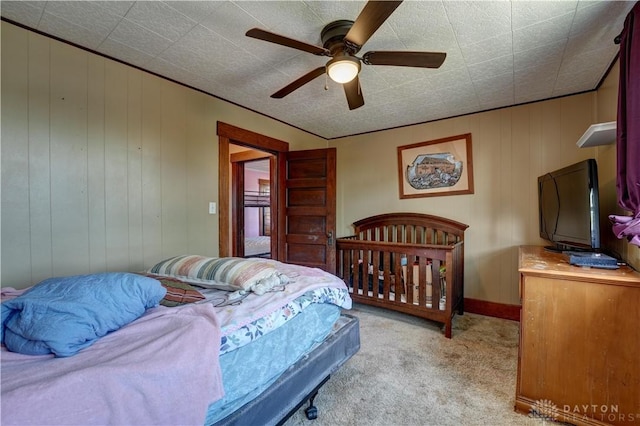 513 S High St, Arcanum, OH 45304 - bedroom with light carpet and ceiling fan