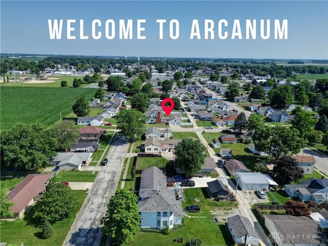 513 S High St, Arcanum, OH 45304 - aerial overview of property's location featuring nearby suburban area
