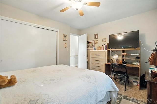 4513 Hannah Dr, Middletown, OH 45044 - bedroom featuring a closet, a ceiling fan, an office area, and carpet floors