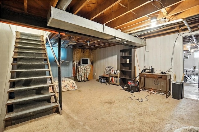 4513 Hannah Dr, Middletown, OH 45044 - unfinished below grade area featuring stairs and carpet