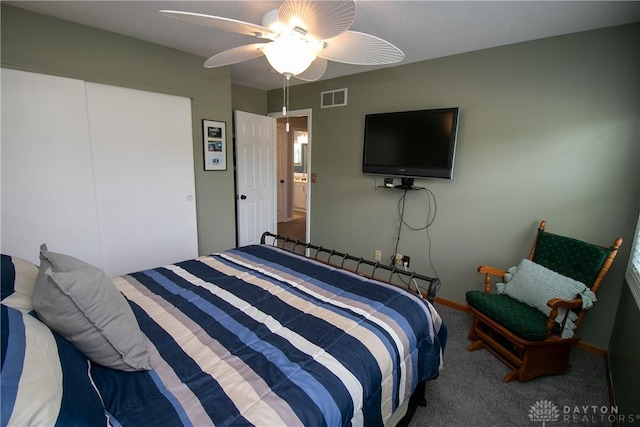 6377 Holloway Dr, Liberty Twp, OH 45044 - bedroom featuring carpet floors, ceiling fan, and a closet