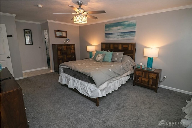 6377 Holloway Dr, Liberty Twp, OH 45044 - bedroom featuring carpet floors, ornamental molding, and a ceiling fan