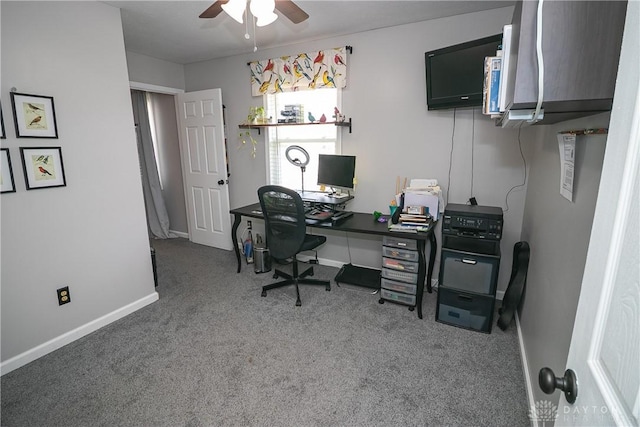 6377 Holloway Dr, Liberty Twp, OH 45044 - carpeted office featuring ceiling fan and baseboards