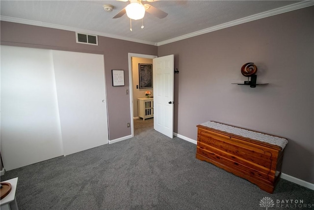 6377 Holloway Dr, Liberty Twp, OH 45044 - unfurnished bedroom with carpet flooring, crown molding, and ceiling fan