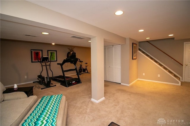 6377 Holloway Dr, Liberty Twp, OH 45044 - workout room featuring carpet and recessed lighting