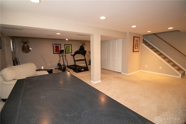 6377 Holloway Dr, Liberty Twp, OH 45044 - exercise area with carpet floors and recessed lighting