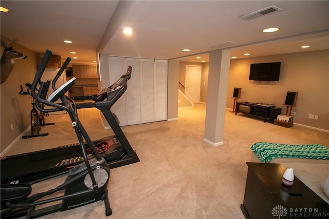 6377 Holloway Dr, Liberty Twp, OH 45044 - exercise area with recessed lighting and carpet