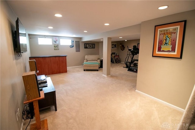 6377 Holloway Dr, Liberty Twp, OH 45044 - recreation room featuring light carpet and recessed lighting