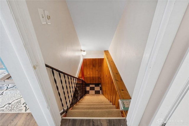 1009 Cottage Court Dr, Fairborn, OH 45324 - stairs with wood finished floors and wood walls