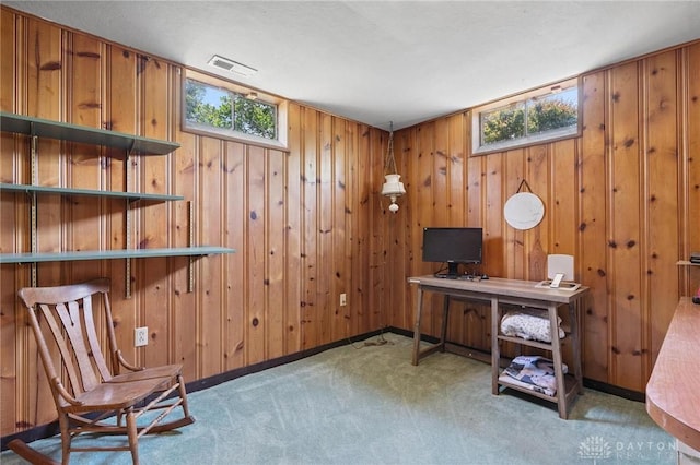 1009 Cottage Court Dr, Fairborn, OH 45324 - carpeted home office with healthy amount of natural light and wooden walls