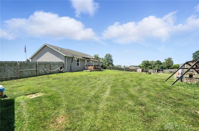 204 Ivy Creek Cv, Jamestown Vlg, OH 45335 - fenced backyard featuring a wooden deck