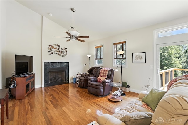 6885 Willow Creek Run, Liberty Twp, OH 45044 - living room with plenty of natural light, wood finished floors, and a ceiling fan