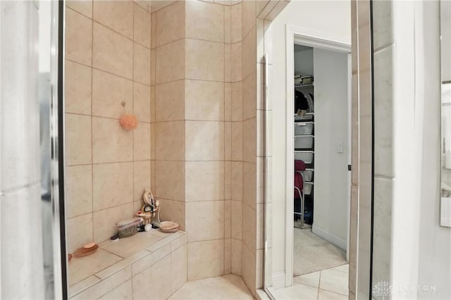 6885 Willow Creek Run, Liberty Twp, OH 45044 - full bathroom with a walk in closet, tile patterned floors, and a shower