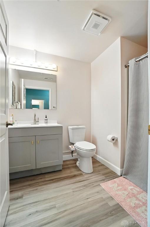 226 Mcdaniel St Unit 160, Dayton, OH 45405 - bathroom featuring vanity, wood finished floors, and a shower with curtain