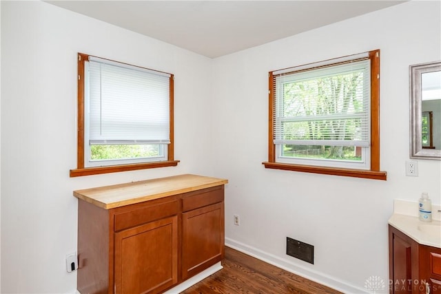 2841 Prospect Dr, Fairborn, OH 45324 - bathroom with vanity, plenty of natural light, and wood finished floors