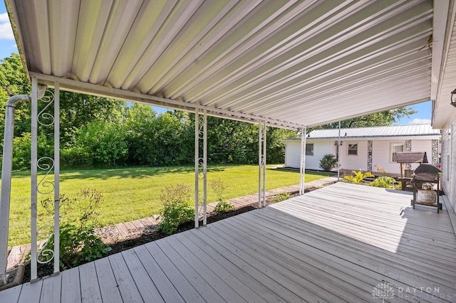 9351 Marcella Dr, Franklin, OH 45005 - wooden terrace featuring area for grilling and a yard