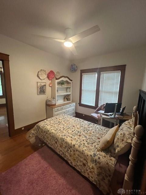 63 N Main St, West Alexandria, OH 45381 - bedroom featuring a ceiling fan and wood finished floors