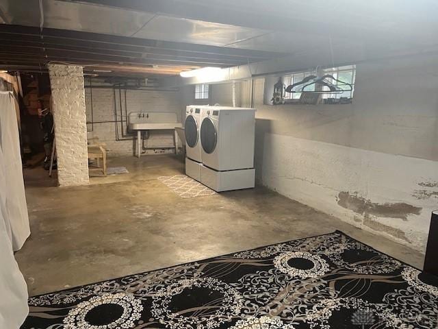 63 N Main St, West Alexandria, OH 45381 - basement with washing machine and clothes dryer