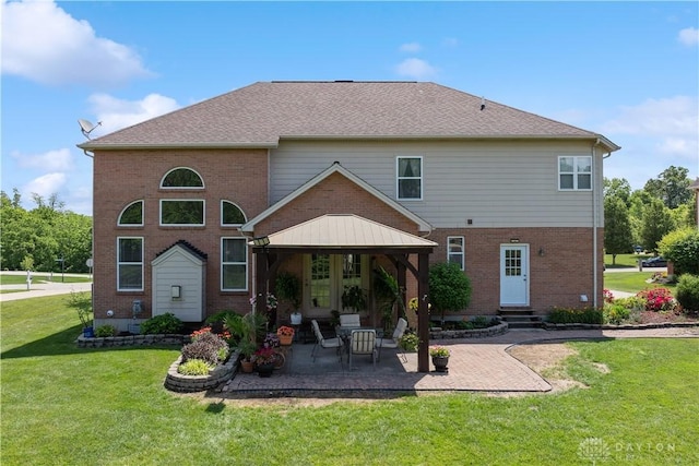 5535 Longhunter Chase Dr, Liberty Twp, OH 45044 - back of house featuring a gazebo, brick siding, entry steps, and a yard