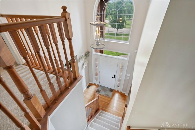 5535 Longhunter Chase Dr, Liberty Twp, OH 45044 - entrance foyer featuring wood finished floors and stairway