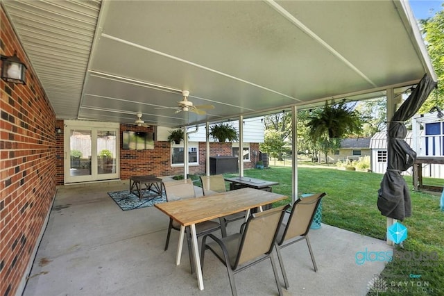 1937 Wilene Dr, Beavercreek, OH 45432 - view of patio / terrace with ceiling fan and outdoor dining area