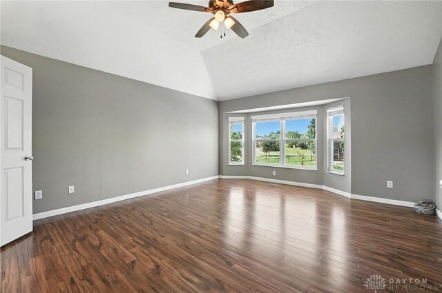 4300 Turtledove Way, Miamisburg, OH 45342 - spare room featuring ceiling fan, lofted ceiling, and wood finished floors