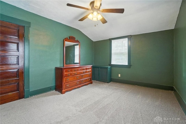 1551 W Main St, New Lebanon, OH 45345 - carpeted bedroom with vaulted ceiling and ceiling fan