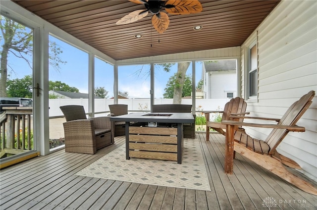 1551 W Main St, New Lebanon, OH 45345 - sunroom featuring a ceiling fan