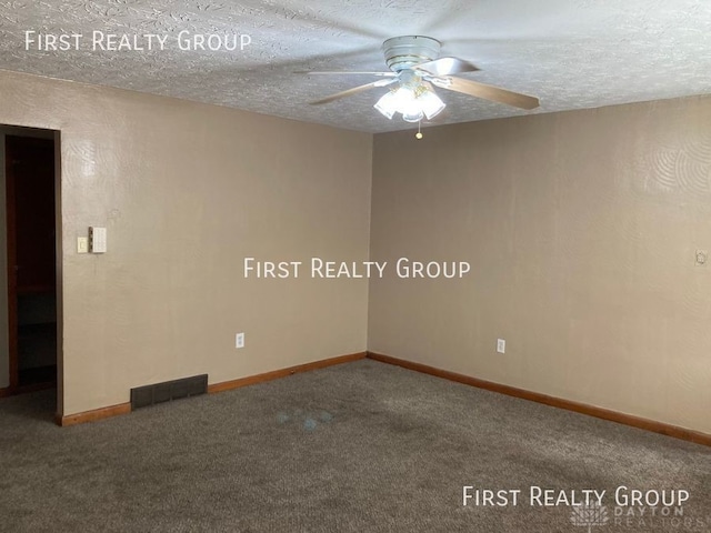 2011 Riverside Dr, Dayton, OH 45405 - spare room with a ceiling fan, carpet floors, and a textured ceiling