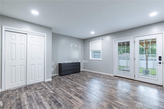 359 Gladys Ave, Franklin, OH 45005 - unfurnished bedroom with access to outside, dark wood-style floors, recessed lighting, and a closet