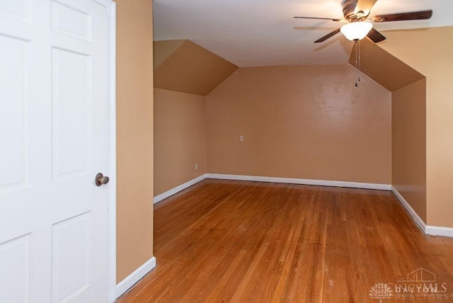 557 W N Bend Rd, Springfield Twp, OH 45224 - additional living space with wood finished floors, a ceiling fan, and lofted ceiling